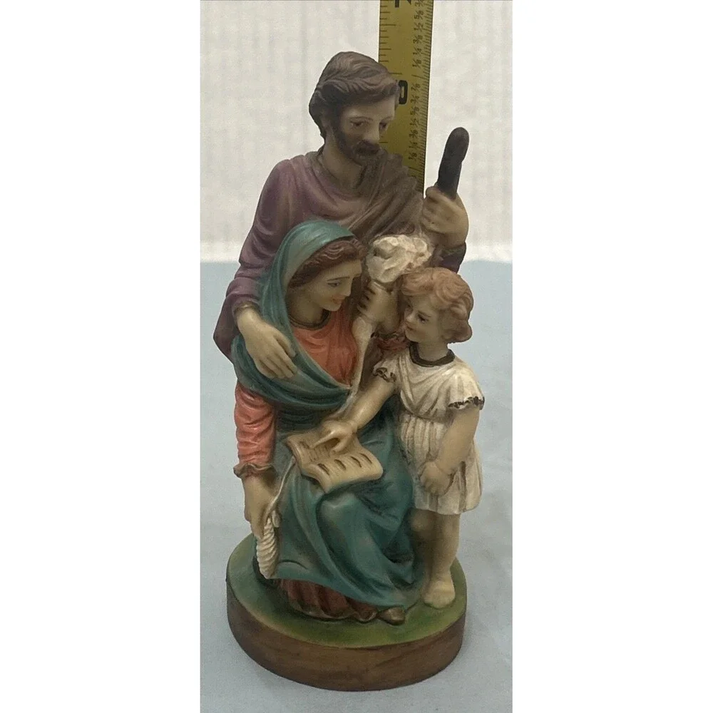 Vintage Resin Italy P.A.T. L. Toni Holy Family Statue Figurine Signed 6.25”